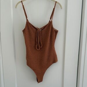 Waffle Knit Rust Brown Bodysuit